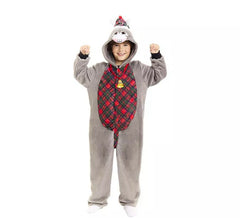 Fato de burro de Natal tartan com capuz para criança