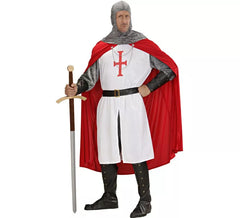 Fato de cavaleiro cruzado com capa para homem