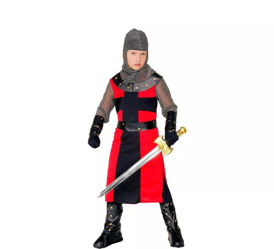 Translation missing: pt-PT.Disfraz de Caballero Medieval con pulseras negro y rojo para niño