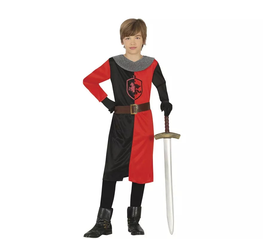 Translation missing: pt-PT.Disfraz de Caballero Medieval rojo y negro para niño