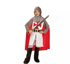 Fato de cavaleiro medieval templário para menino