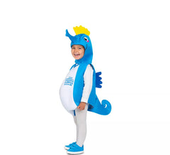 Fato de cavalo marinho azul para bebé e criança