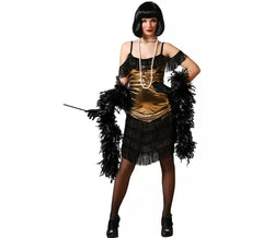 Fato de cabaré feminino preto e dourado