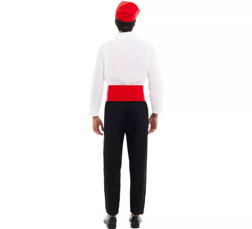 Translation missing: pt-PT.Disfraz de Caganer blanco y negro con fajín para hombre