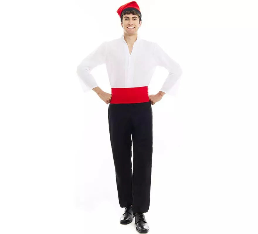 Translation missing: pt-PT.Disfraz de Caganer blanco y negro con fajín para hombre