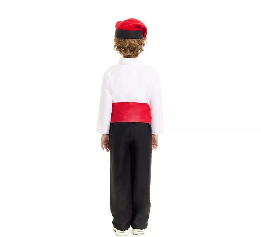 Translation missing: pt-PT.Disfraz de Caganer blanco y negro con fajín para niño