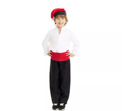 Fato de Caganer preto e branco com faixa para criança