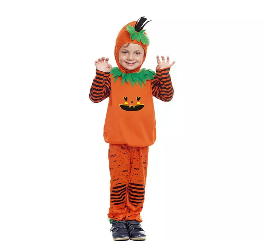 Translation missing: pt-PT.Disfraz de Calabaza a rayas con gorro para bebé y niños