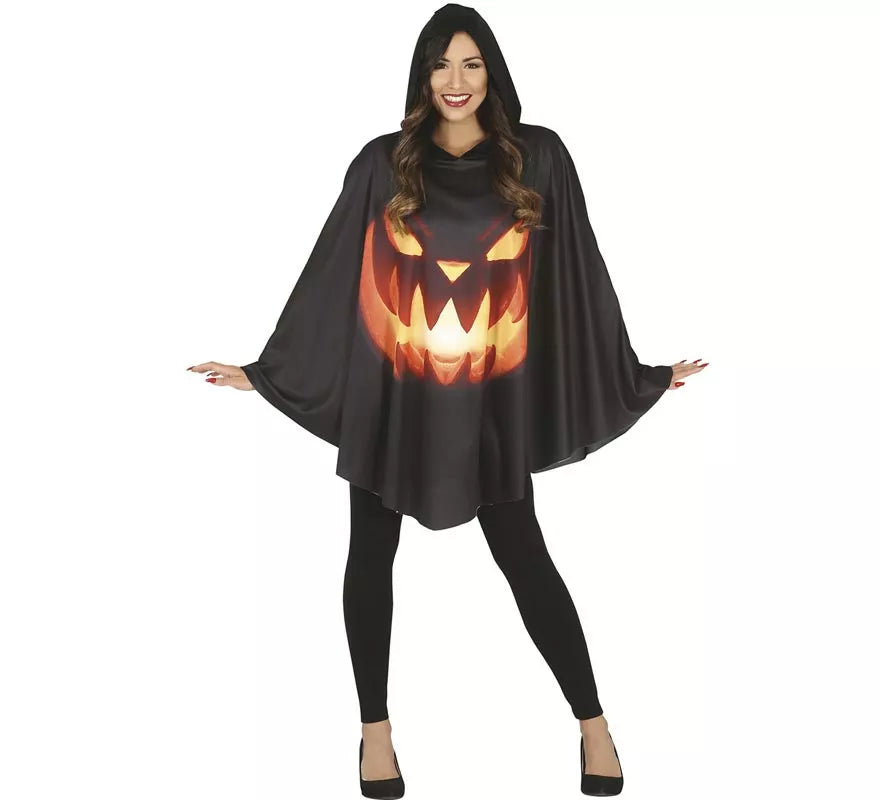 Translation missing: pt-PT.Disfraz de Calabaza en Poncho Negro para mujer