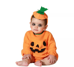 Fato de abóbora laranja para menina e bebé