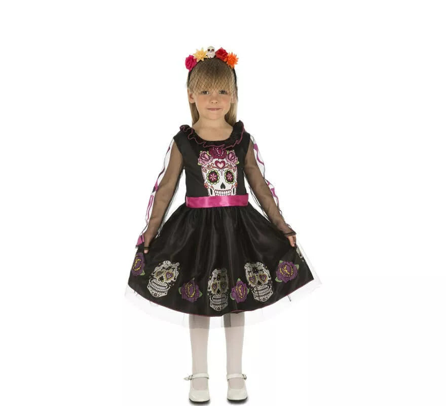 Translation missing: pt-PT.Disfraz de Calaverita Negra para niña
