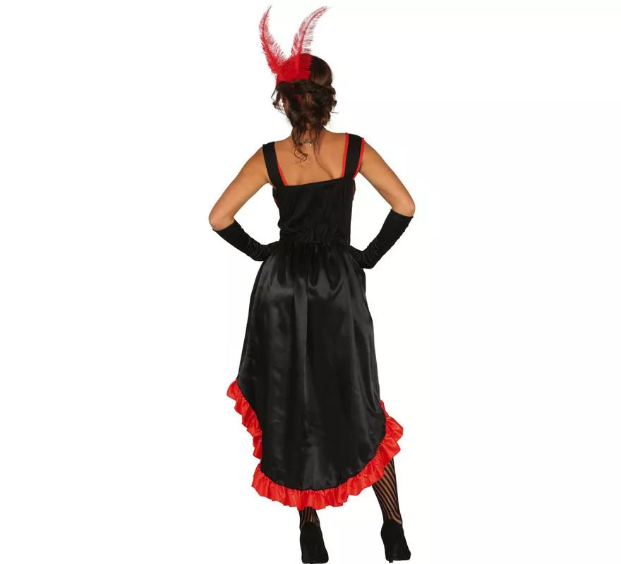 Disfraz de Can Can rojo y negro para mujer