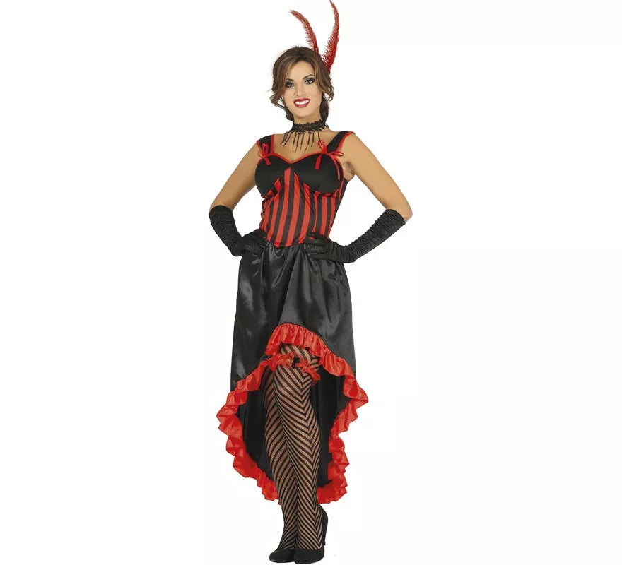Translation missing: pt-PT.Disfraz de Can Can rojo y negro para mujer