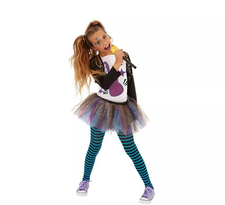 Translation missing: pt-PT.Disfraz de Cantante Pop Azul para niña