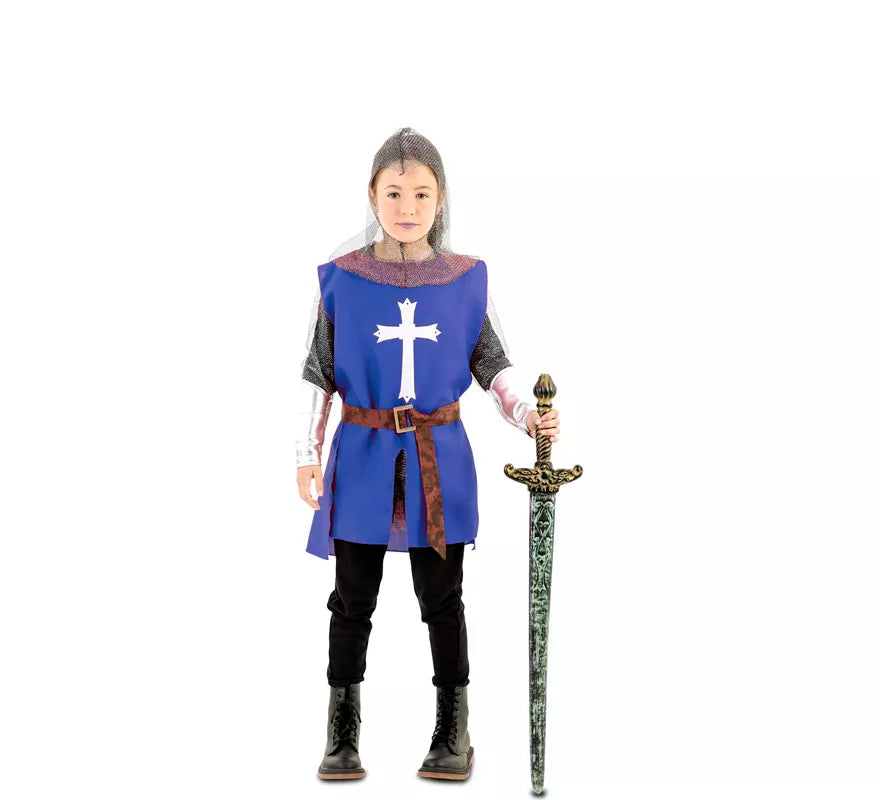 Translation missing: pt-PT.Disfraz de Capa Guerrero Medieval Azul para niños