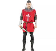 Fato de Manto de Guerreiro Medieval Vermelho para homem