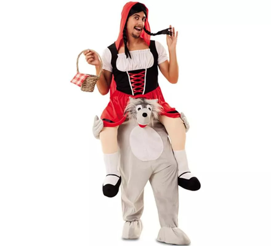 Translation missing: pt-PT.Disfraz de Caperucita Roja a hombros de Lobo para adultos