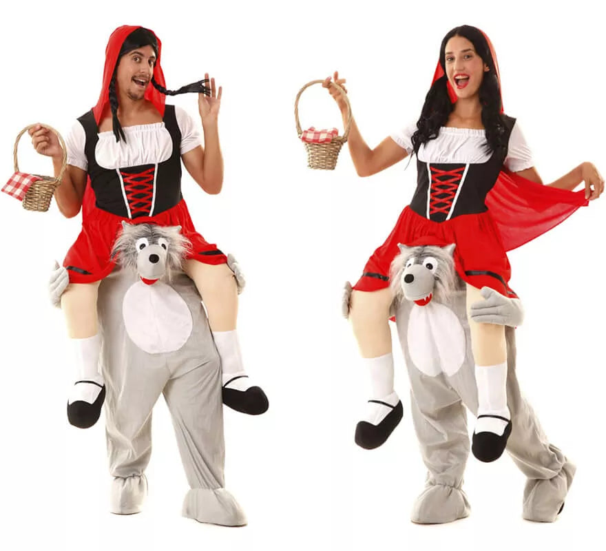 Translation missing: pt-PT.Disfraz de Caperucita Roja a hombros de Lobo para adultos