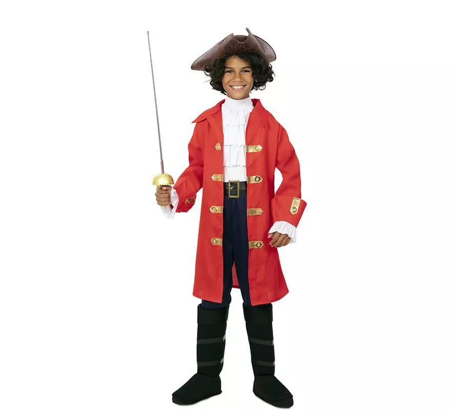 Translation missing: pt-PT.Disfraz de Capitán Pirata rojo con cinturón para niño