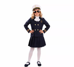 Fato de capitão marinheiro azul para menina