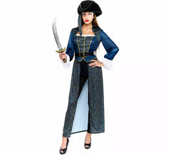 Fato de Capitã Pirata Azul para Mulheres