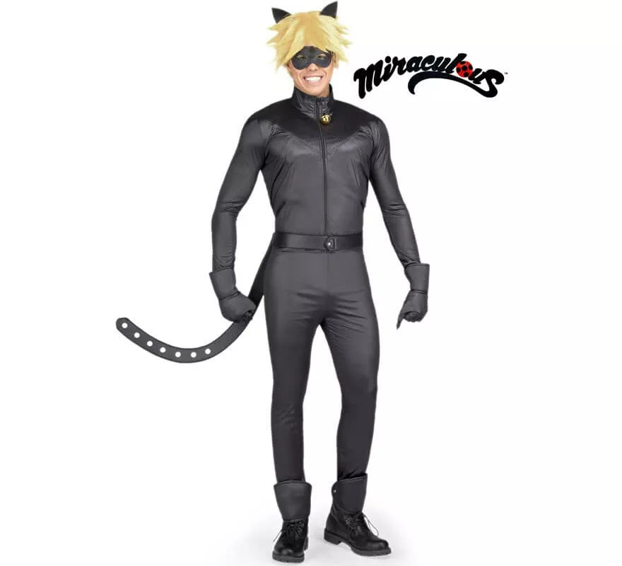Translation missing: pt-PT.Disfraz de Cat Noir de Miraculous Ladybug con peluca para hombre