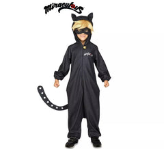 Fato de Noir Miraculous Ladybug Cat Noir com peruca para criança