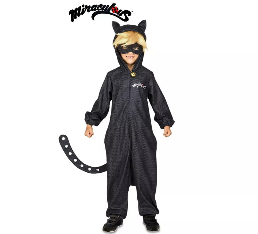 Translation missing: pt-PT.Disfraz de Cat Noir Pijama de Miraculous Ladybug con peluca para niño