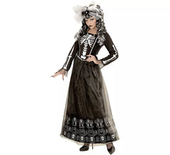 Fato de Catrina preta e branca para mulher