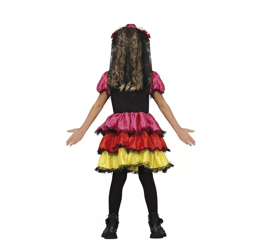Translation missing: pt-PT.Disfraz de Catrina Colores para niña