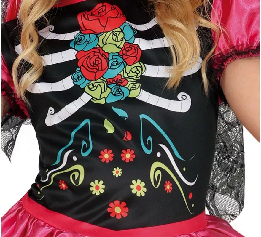 Translation missing: pt-PT.Disfraz de Catrina Colores para niña