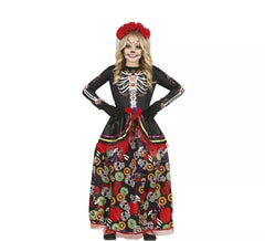 Fato Catrina com saia comprida estampada para menina