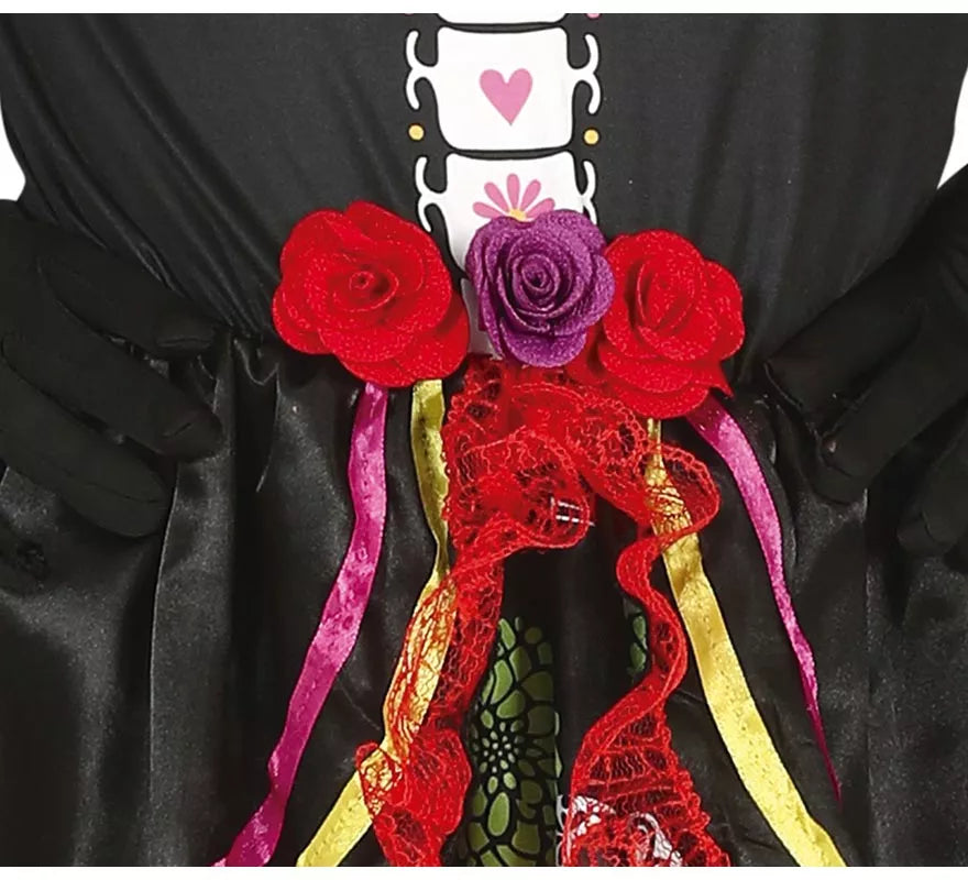 Translation missing: pt-PT.Disfraz de Catrina con falda larga estampada para niña