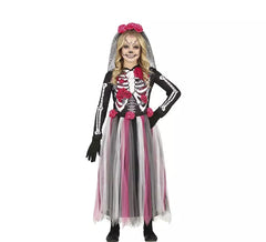 Fato Catrina com saia de tule rosa para menina