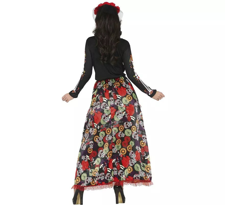 Translation missing: pt-PT.Disfraz de Catrina con vestido estampado para mujer
