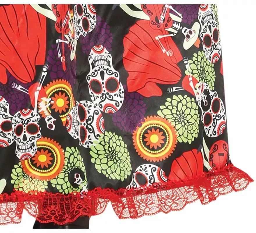 Translation missing: pt-PT.Disfraz de Catrina con vestido estampado para mujer
