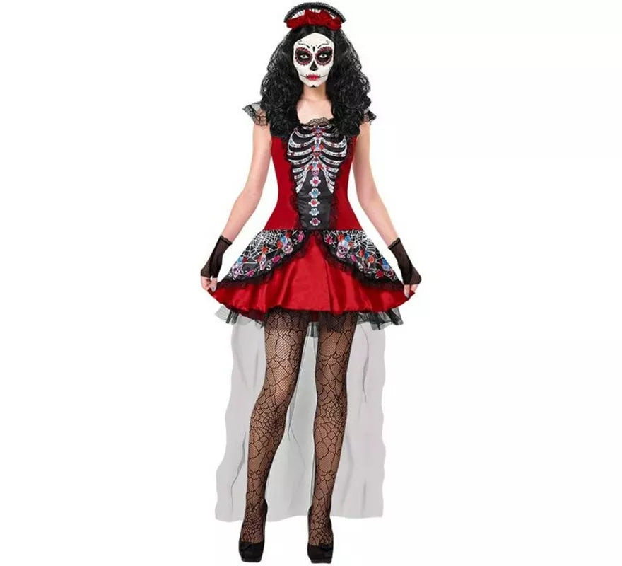 Translation missing: pt-PT.Disfraz de Catrina Día de Los Muertos con Velo para mujer