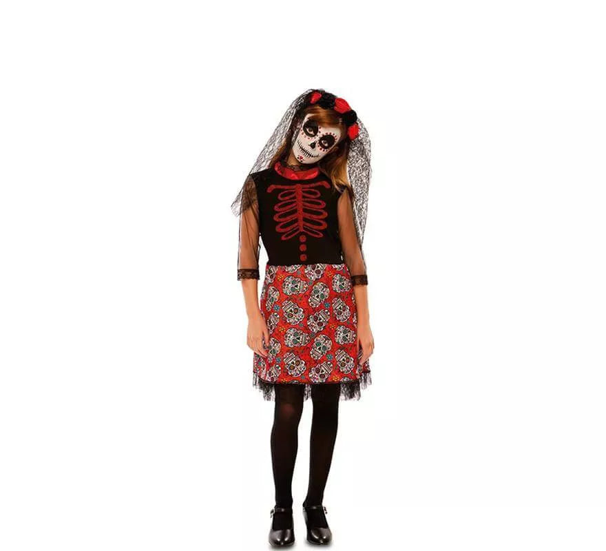 Translation missing: pt-PT.Disfraz de Catrina Roja para niña