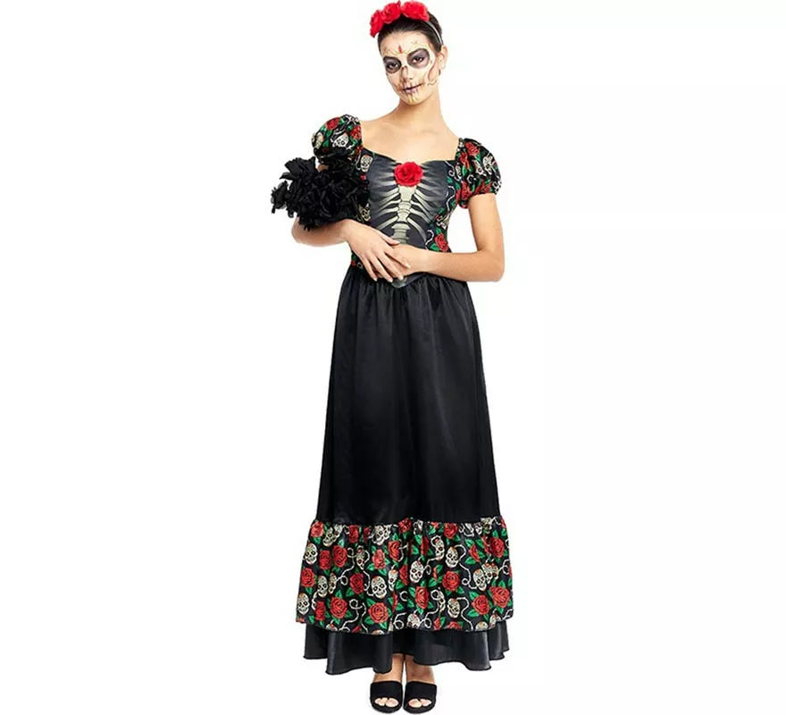 Translation missing: pt-PT.Disfraz de Catrina vestido largo negro para mujer