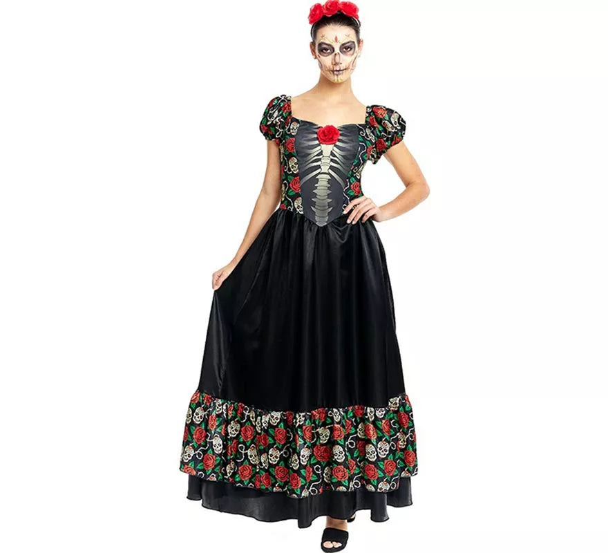 Translation missing: pt-PT.Disfraz de Catrina vestido largo negro para mujer
