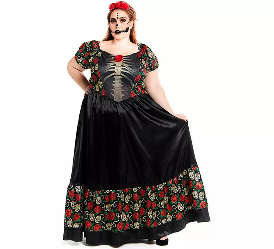 Translation missing: pt-PT.Disfraz de Catrina vestido largo negro para mujer