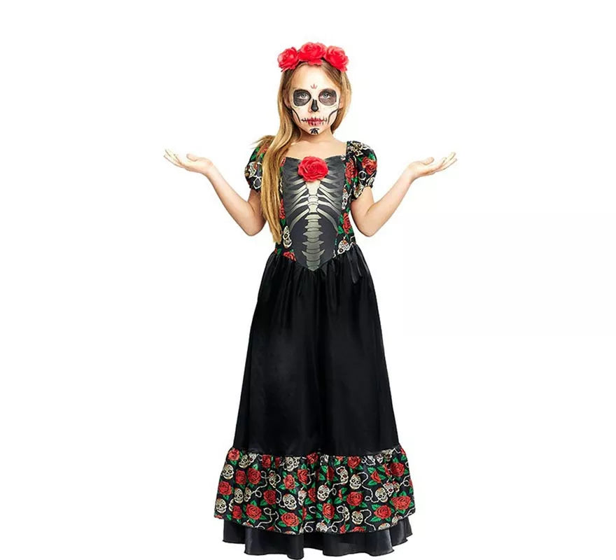Translation missing: pt-PT.Disfraz de Catrina Vestido largo negro para niña