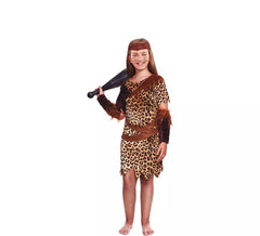 Fato de Homem das Cavernas Animal Print para Menina