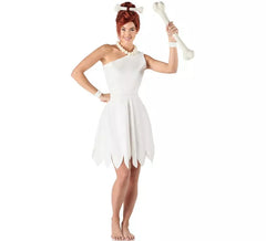 Fato de homem das cavernas branco elegante para mulher