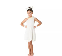 Fato de homem das cavernas branco elegante para menina
