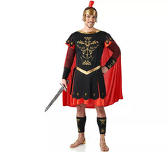 Fato de centurião romano vermelho e dourado para homem
