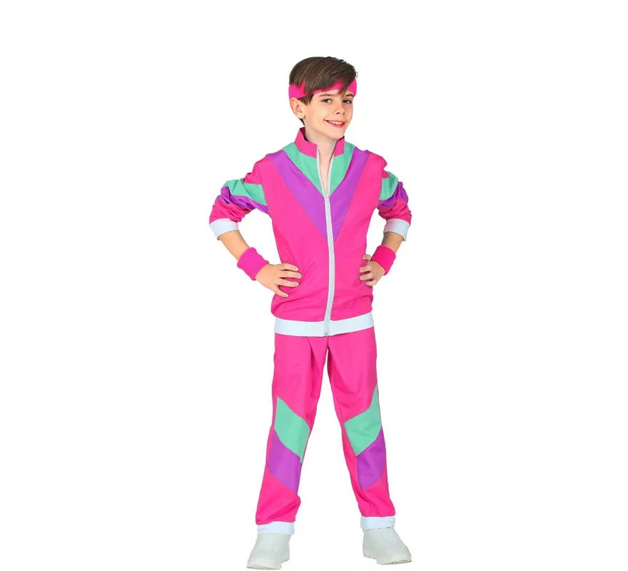 Translation missing: pt-PT.Disfraz de Chándal Años 80 fucsia para niños y adolescente