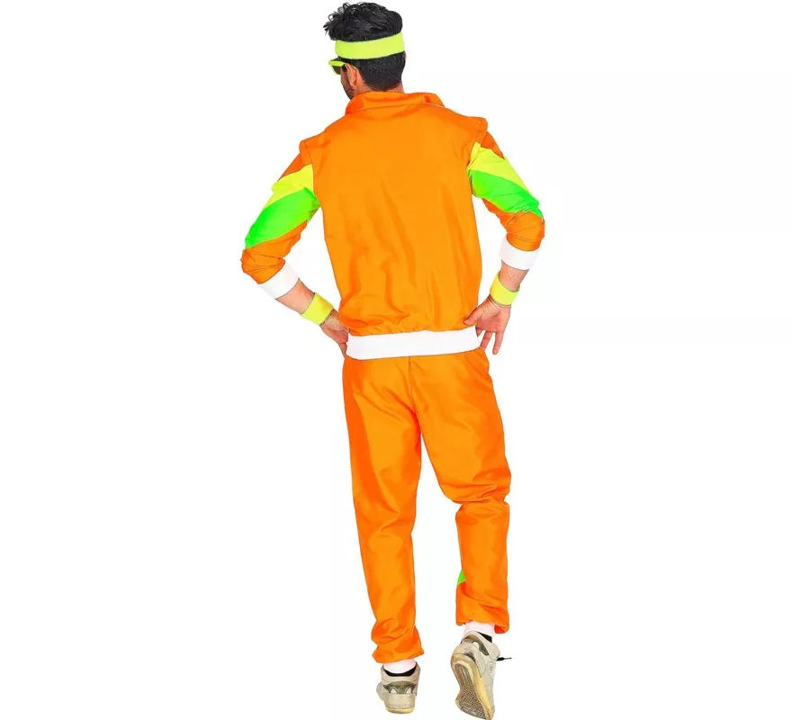 Translation missing: pt-PT.Disfraz de Chándal Años 80 naranja y verde para adulto