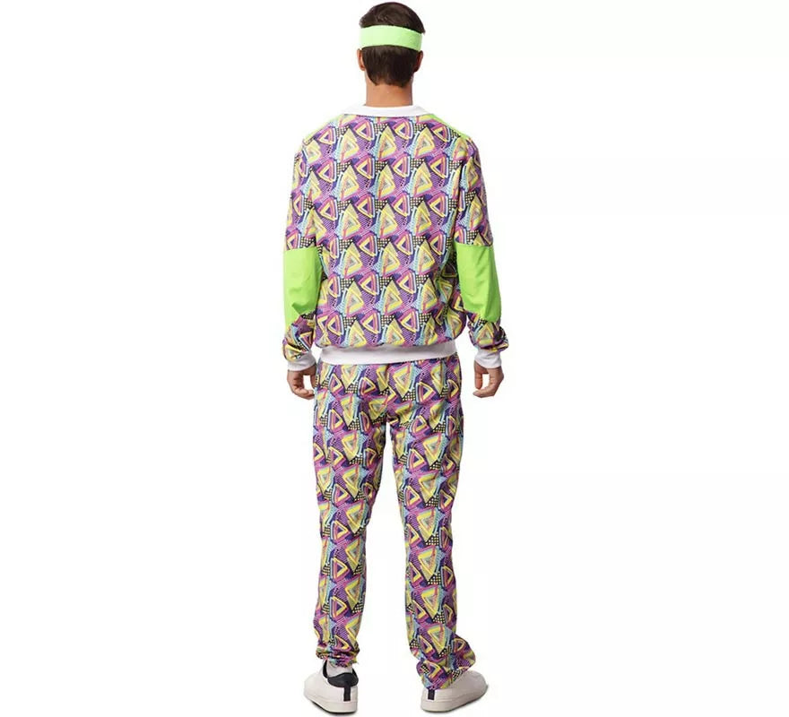 Translation missing: pt-PT.Disfraz de Chándal años 90 verde estampado para hombre
