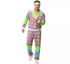 Fato de treino dos anos 90 com estampa verde para homem